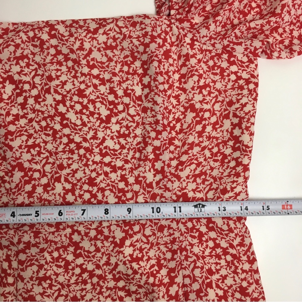 Leith Puff Sleeve Long Sleeve Floral Mini Dress Red M - Picture 16 of 16